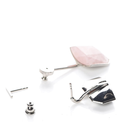 Christian Dior Rose Quartz Crystal Set Earrings Silver 3 of 4