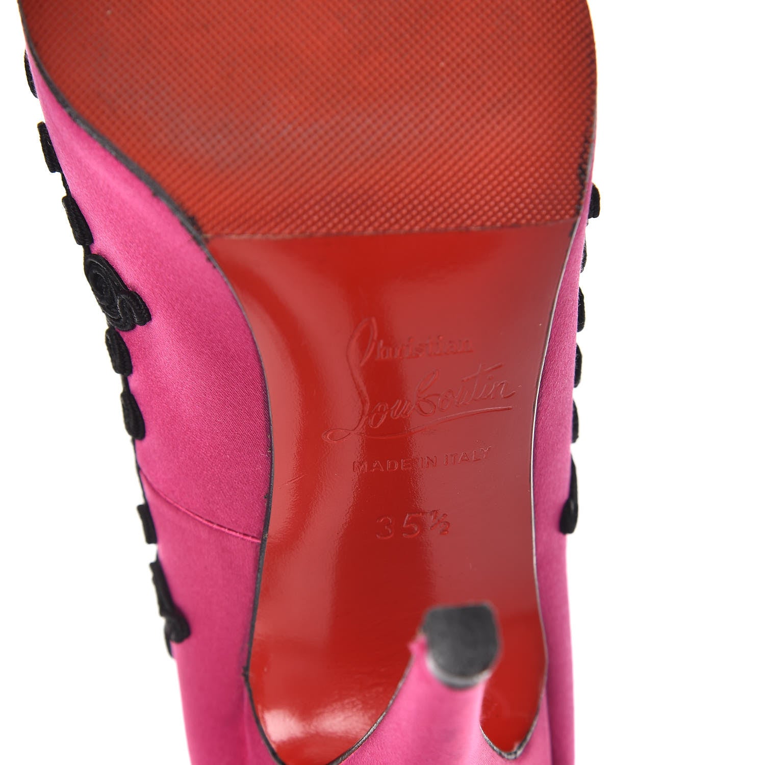 Christian Louboutin Satin Samira 100 Pumps 35.5 Pink Black 9 of 12