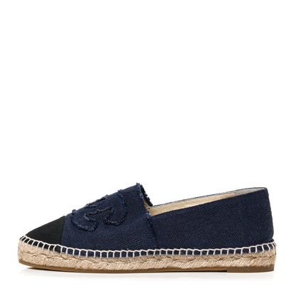 Chanel Linen CC Espadrilles 40 Blue Black 1 of 11