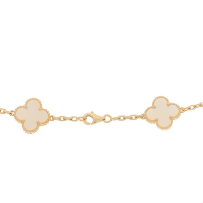 Van Cleef & Arpels 18K Yellow Gold Mother of Pearl 10 Motifs Vintage Alhambra Necklace 7 of 12