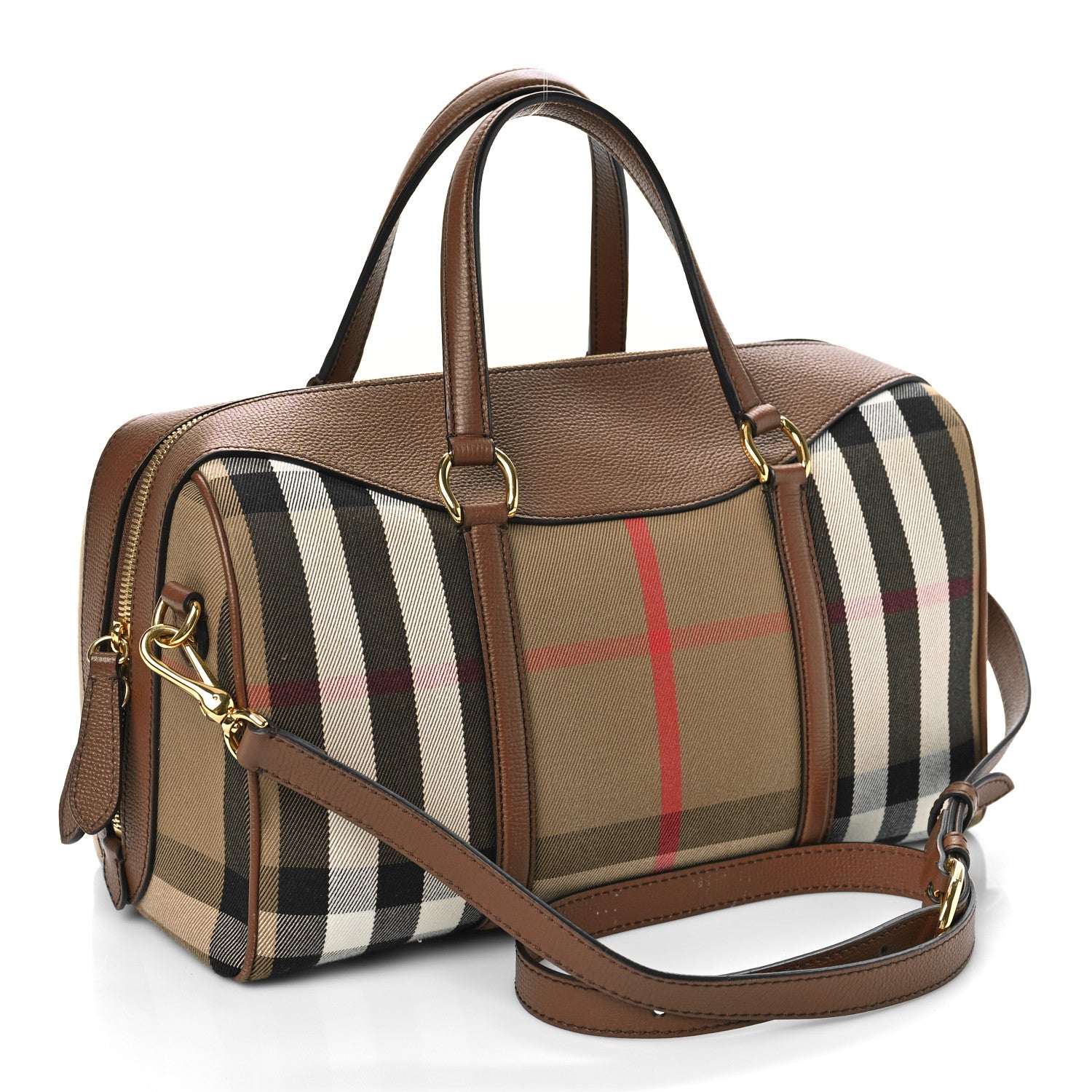 Burberry House Check Derby Calfskin Medium Alchester Bowling Bag Tan 3 of 8