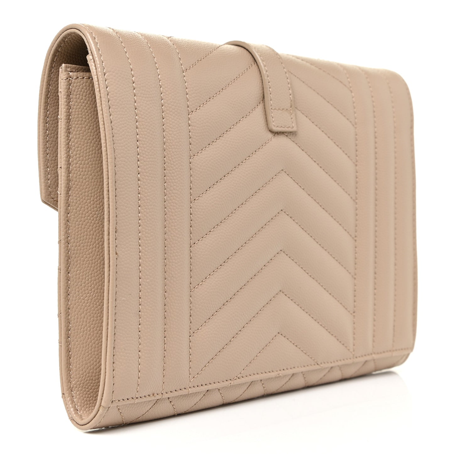 Grain De Poudre Textured Mixed Matelasse Triquilt Monogram Clutch Dark Beige