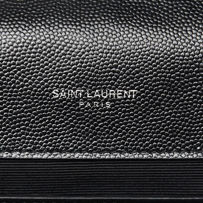 Saint Laurent Grain De Poudre Textured Mixed Matelasse Triquilt Medium Monogram Satchel Black 6 of 10