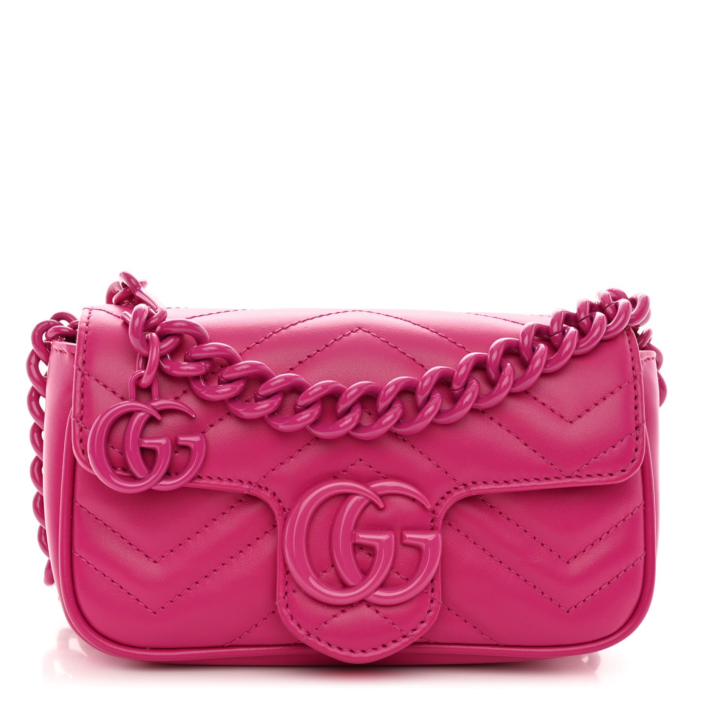Calfskin Matelasse Monochrome GG Marmont Chain Belt Bag Classic Fuxia