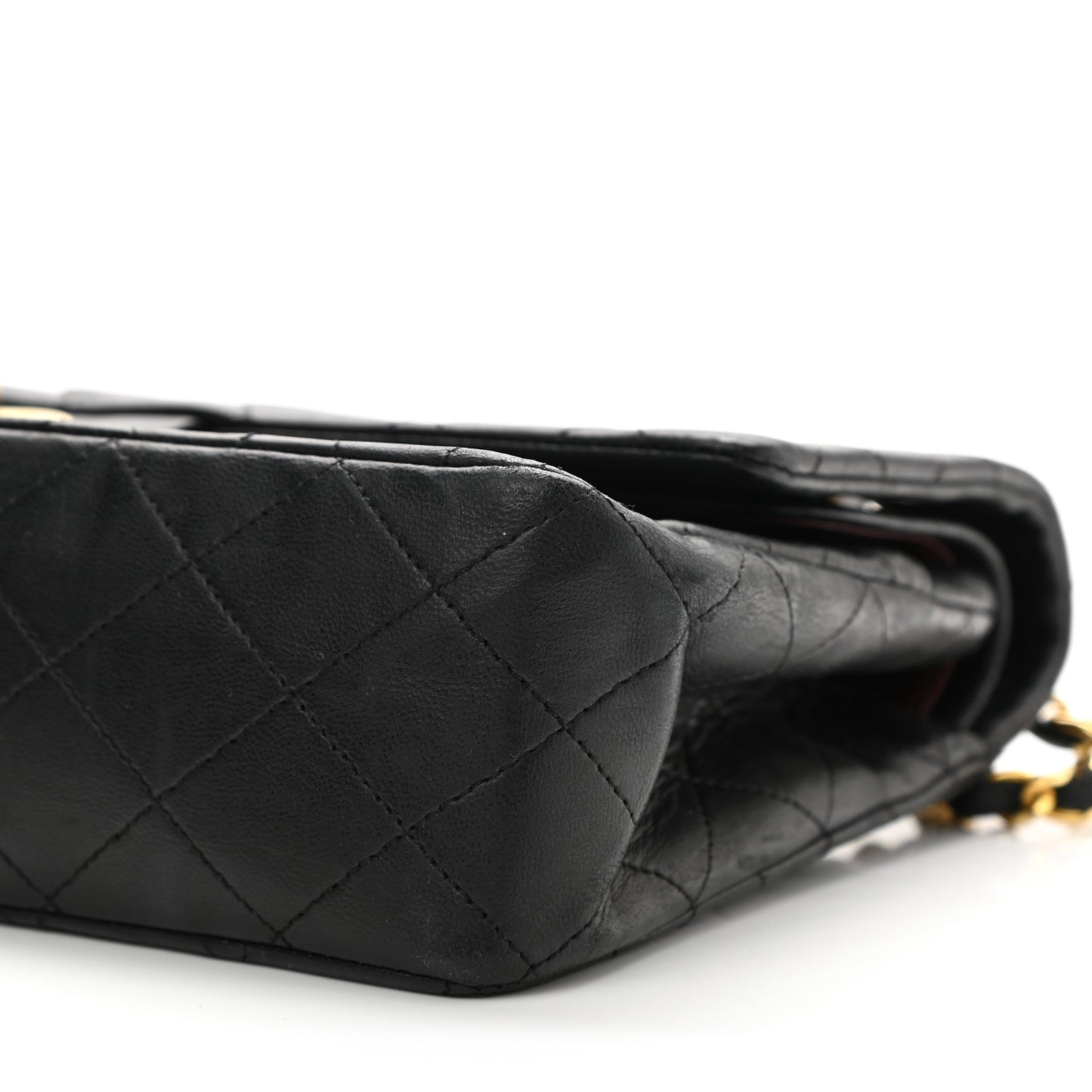 Lambskin Quilted Medium Double Flap Black