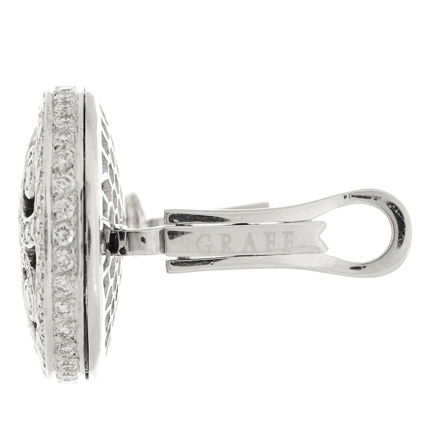 Graff 18K White Gold Diamond Sapphire Swirl Earrings 4 of 4
