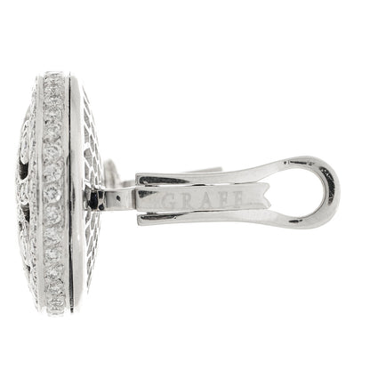 Graff 18K White Gold Diamond Sapphire Swirl Earrings 4 of 4