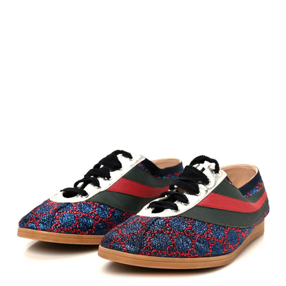 Gucci Lurex Calfskin Web GG Monogram Mens Falacer Sneakers 9 Iridescent Blue Iridescent Red Silver 4 of 10