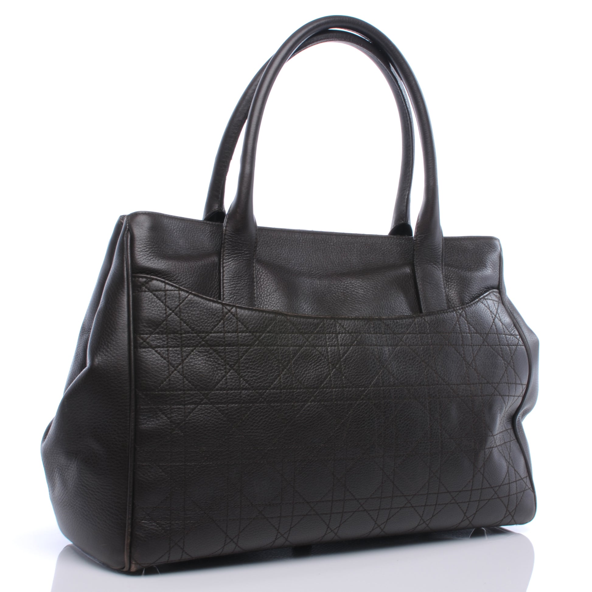 Christian Dior Leather Cannage Stitched Tote Dark Brown 3 of 7