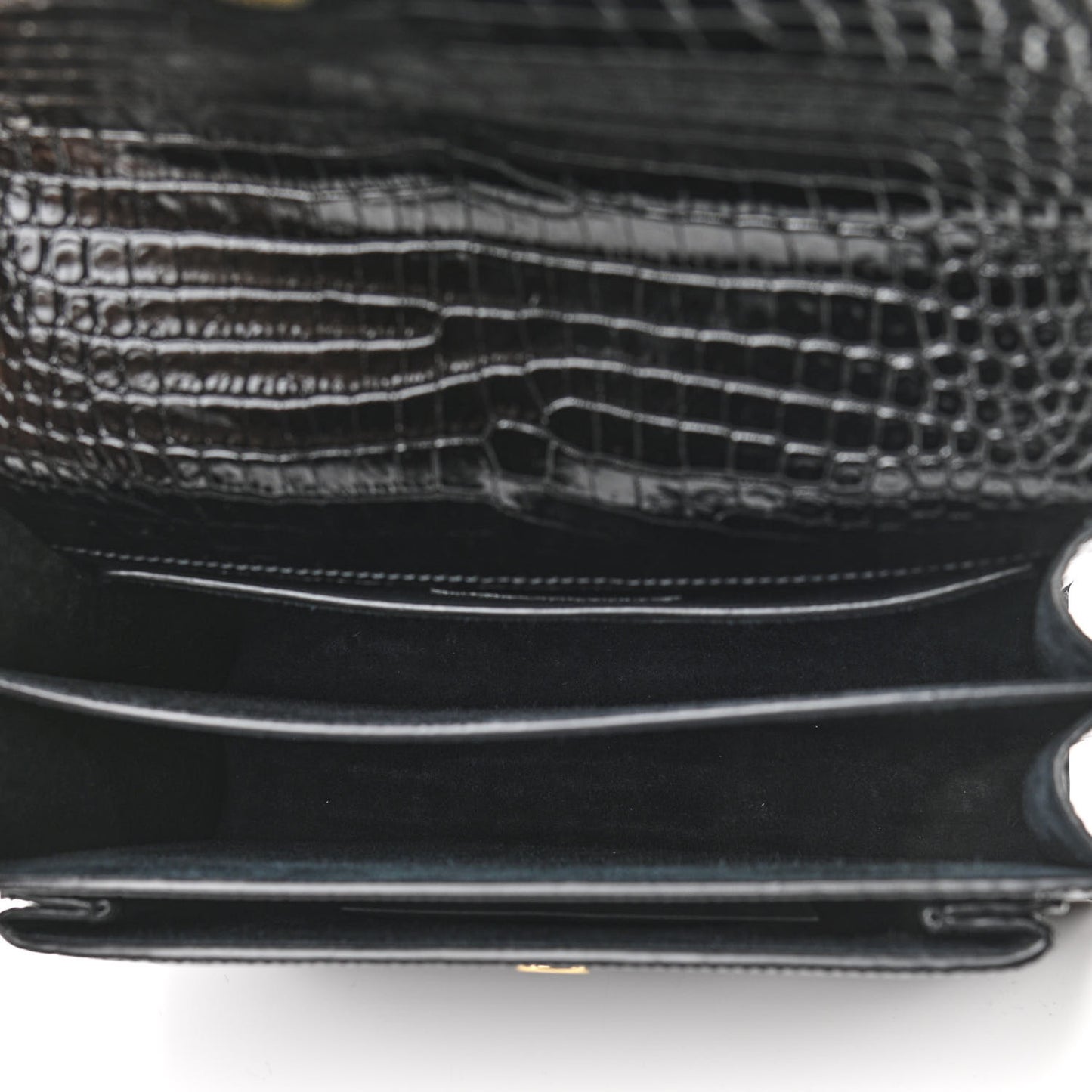 Calfskin Crocodile Embossed Medium Monogram Sunset Black