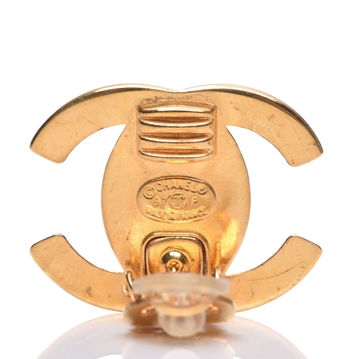 Chanel Crystal CC Turnlock Clip On Earrings Gold 4 of 4