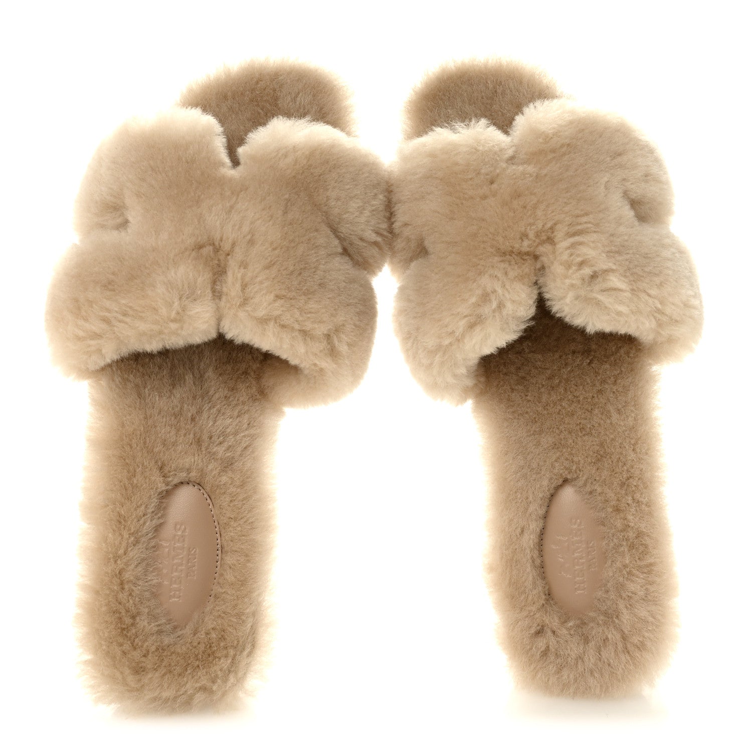Hermes Woolskin Oran Sandals 40 Beige Argile 2 of 8