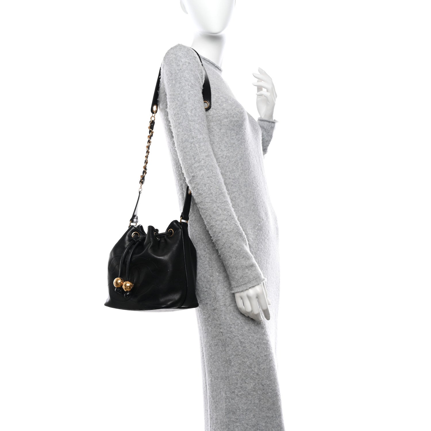 Chanel Lambskin CC Drawstring Bag Black 2 of 14