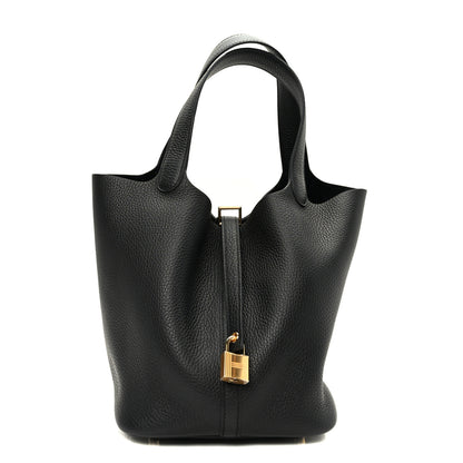 Hermes Taurillon Clemence Picotin Lock 22 MM Black 1 of 9