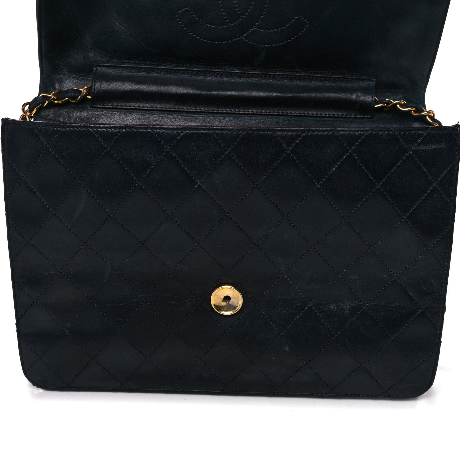Chanel Lambskin Quilted Medium Single Flap Navy 21 of 25