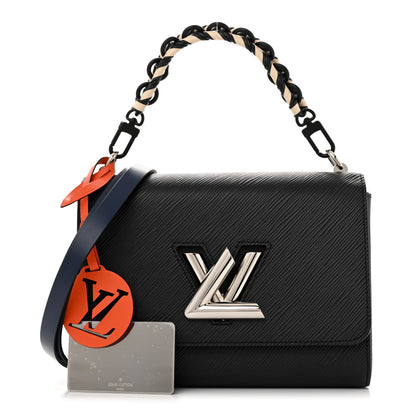 Louis Vuitton Epi Twist Braided Strap Shoulder Bag MM Black Orange Fluo Cobalt 1 of 9