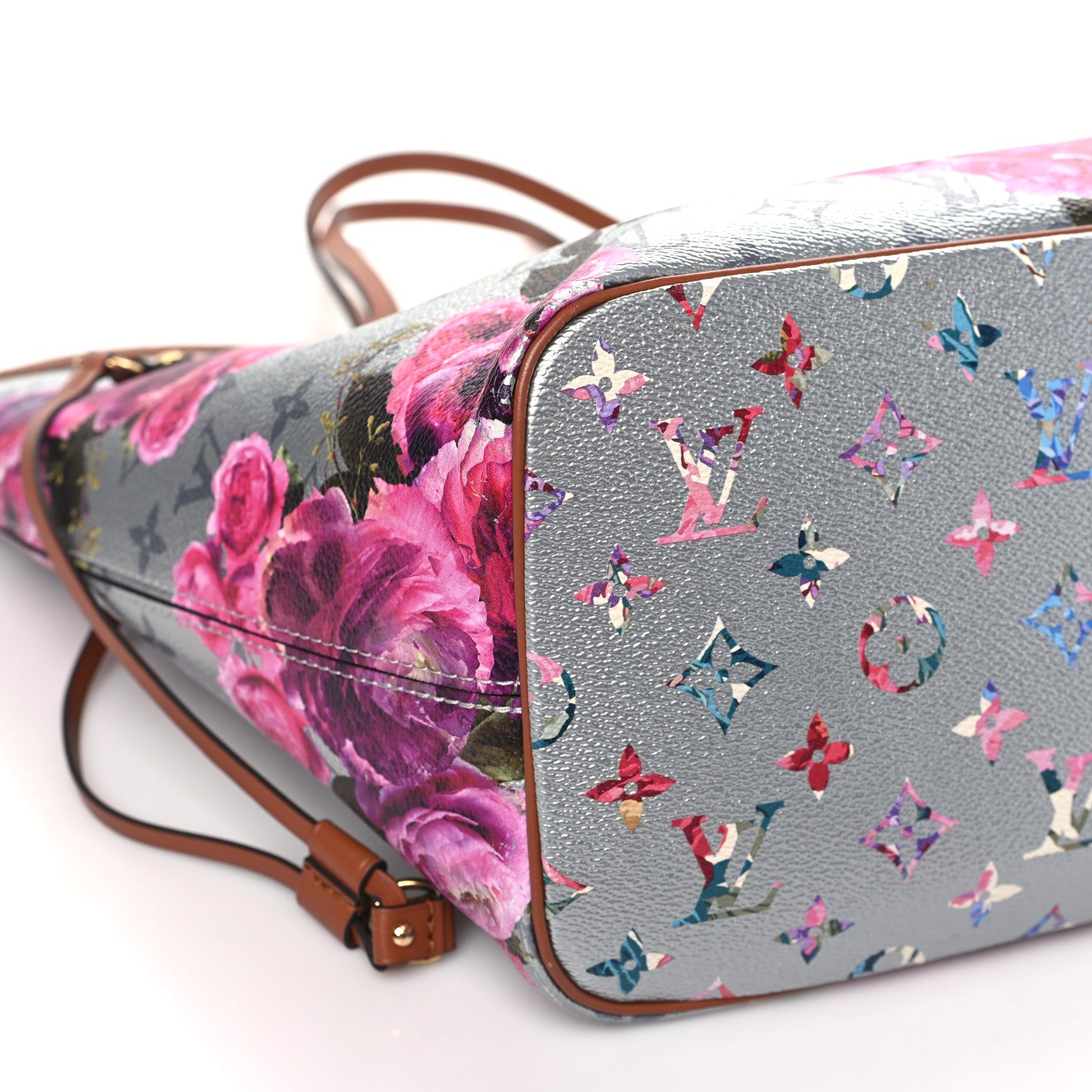 Louis Vuitton Metallic Monogram LV Garden Neverfull MM Silver 9 of 10