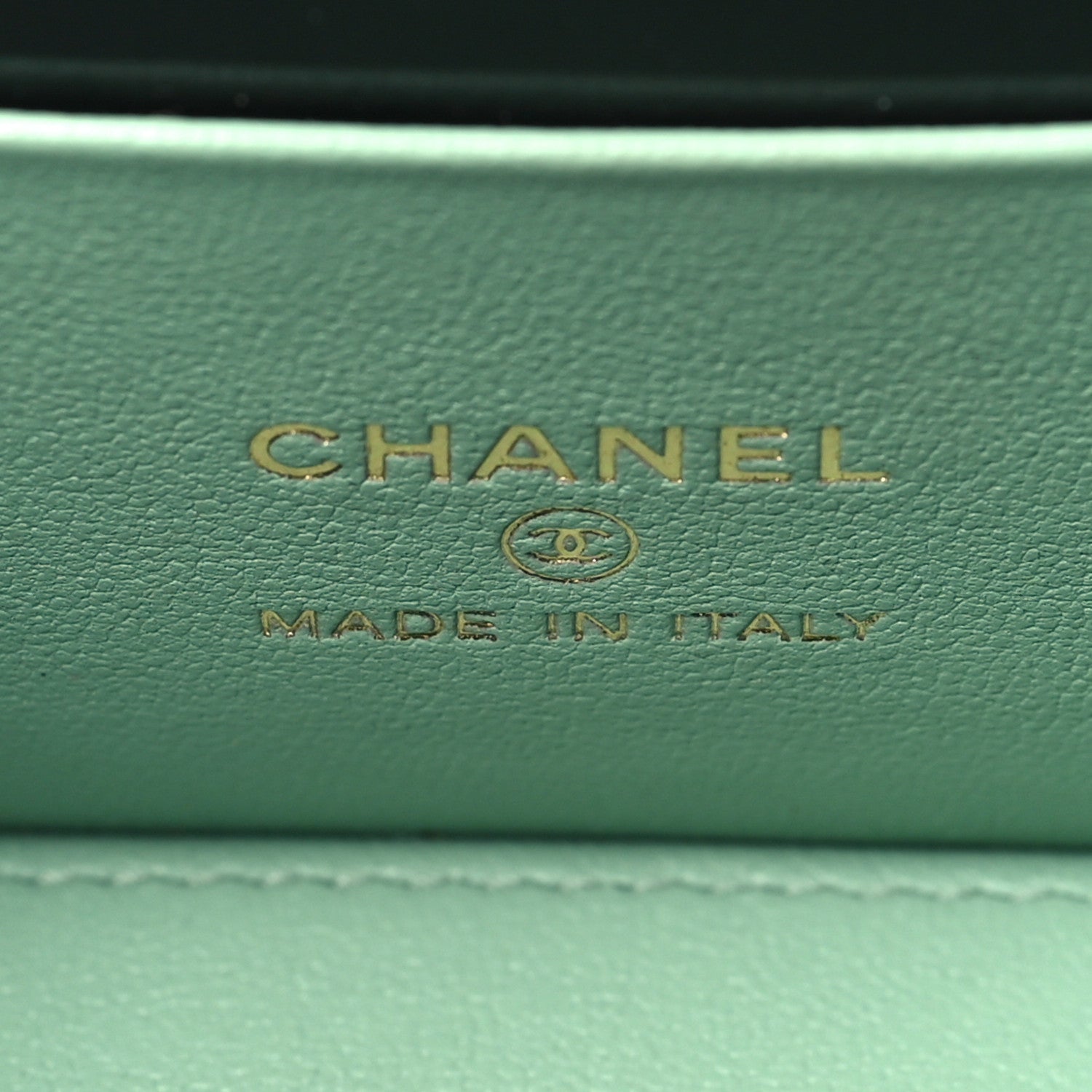 Chanel Shiny Calfskin Quilted Small Top Handle Vanity Case With Chain Light Green 6 of 12