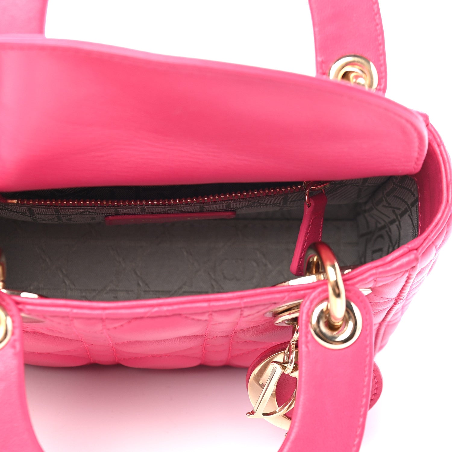 Christian Dior Lambskin Cannage Mini Lady Dior Fuchsia 5 of 9