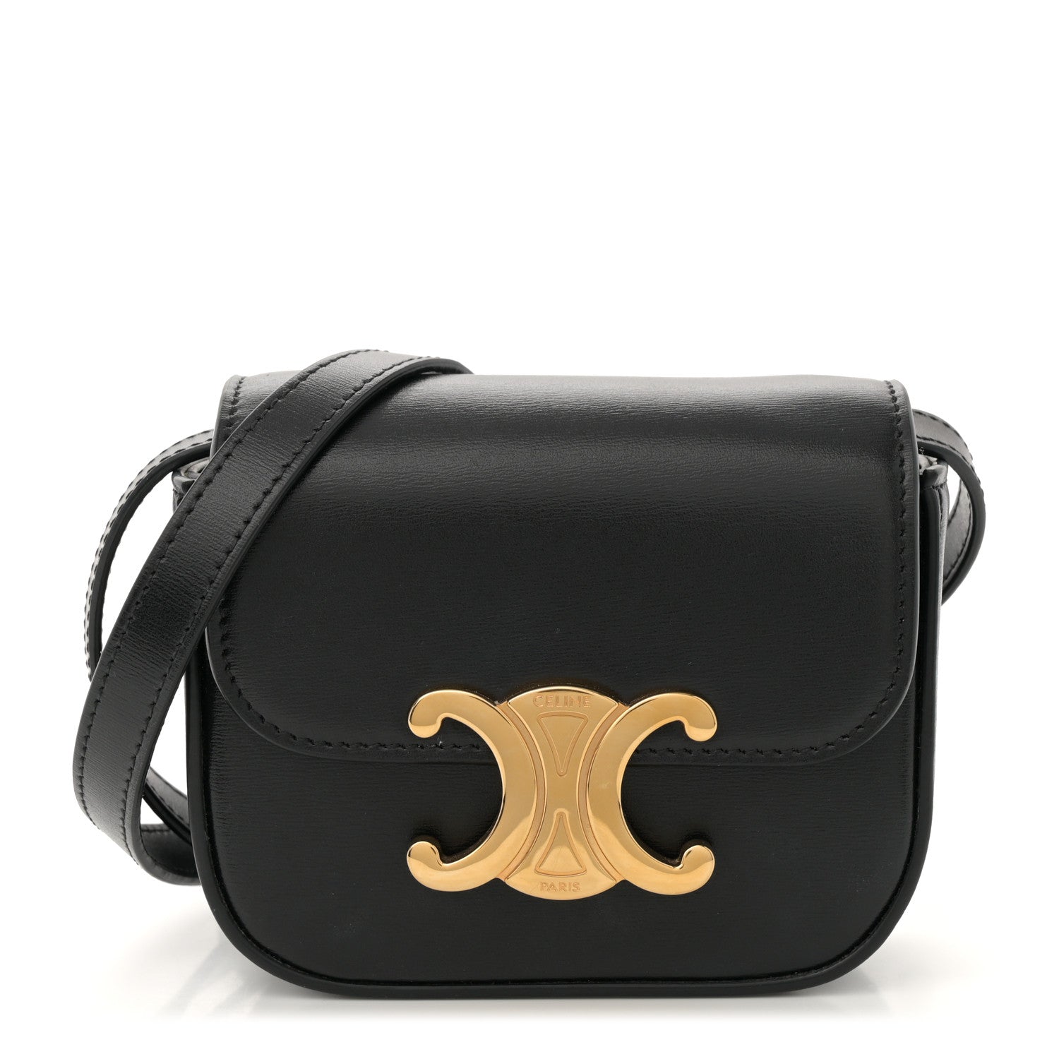Celine Shiny Calfskin Mini Triomphe Black 1 of 11