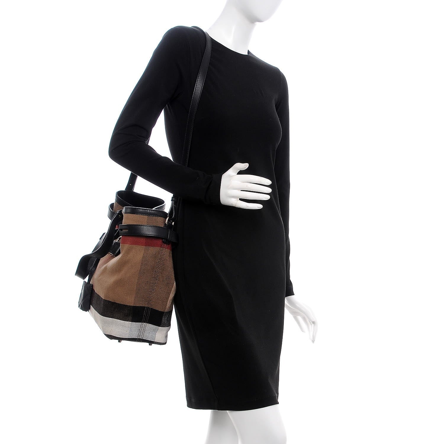 Burberry Canvas Mega Check Medium Traveler Tote Black 2 of 9
