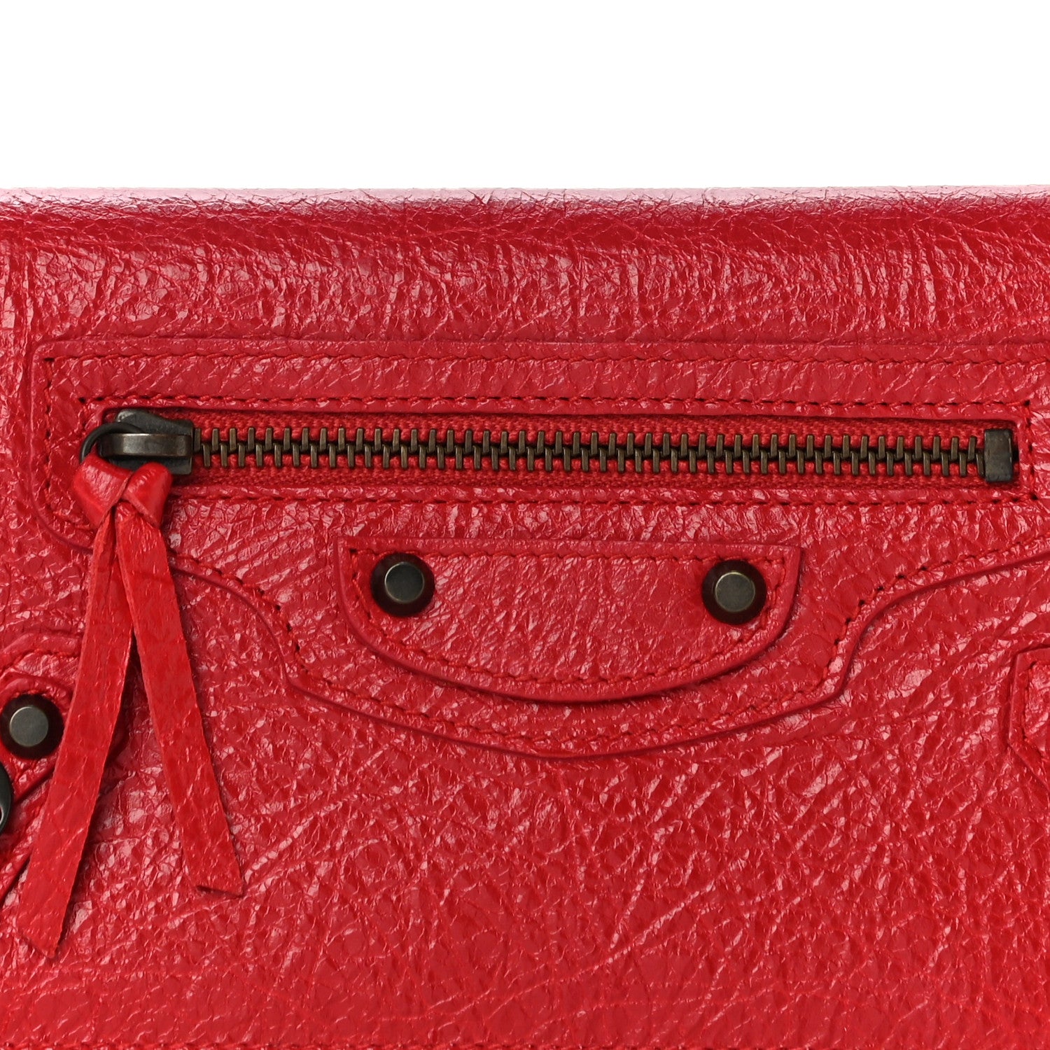 Balenciaga Agneau Classic Hardware Continental Zip Around Wallet Rouge Tango 7 of 10