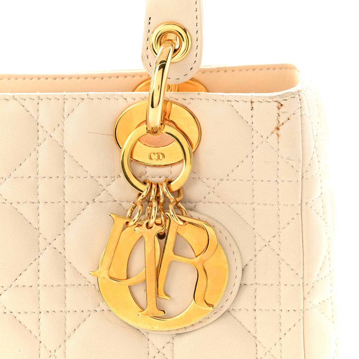 Lambskin Cannage Medium Lady Dior White