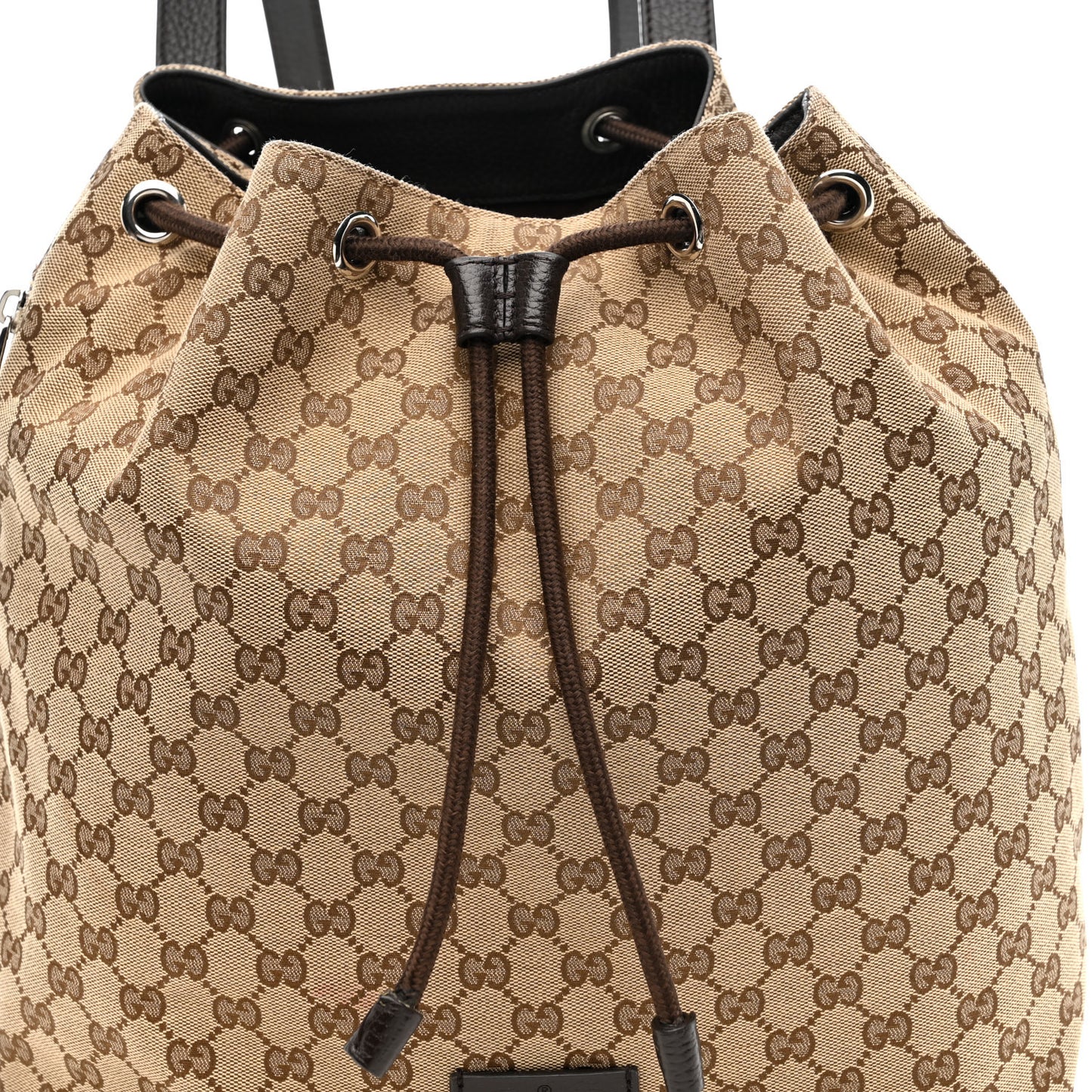 Monogram Dollar Calfskin O Drawstring Backpack Beige Ebony Testa di Moro Dark Chocolate