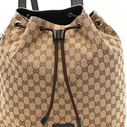 Gucci Monogram Dollar Calfskin O Drawstring Backpack Beige Ebony Testa di Moro Dark Chocolate 8 of 10