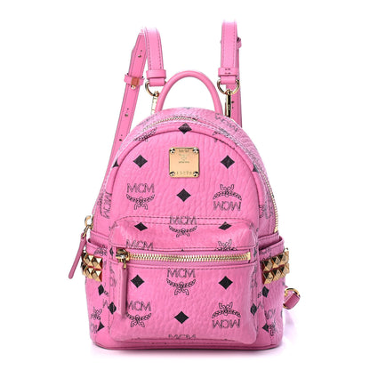 MCM Visetos Side Stud X-Mini Stark Bebe Boo Backpack Pink 1 of 9