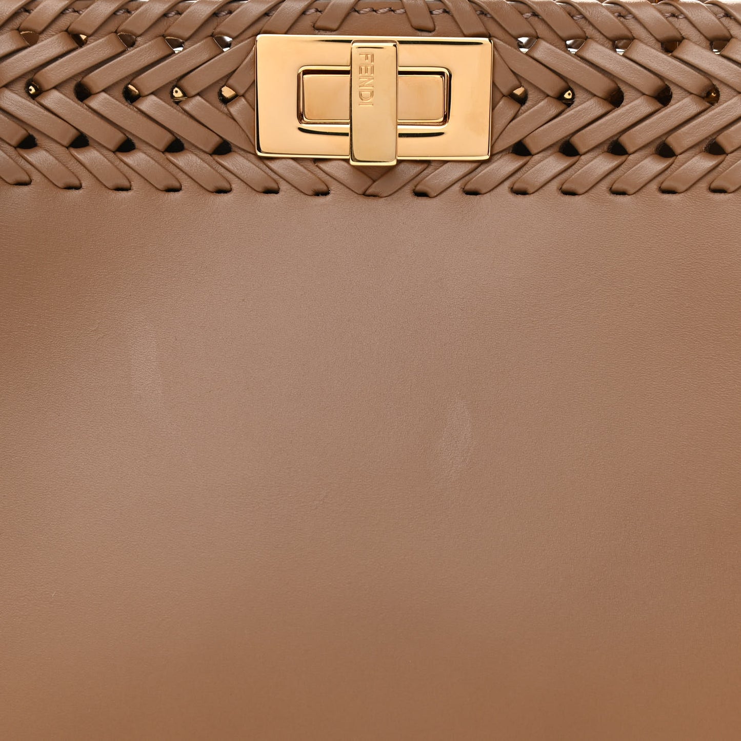 Vitello King Ceylon Shiny Nappa Woven Small Peekaboo I SEE U Satchel Sand