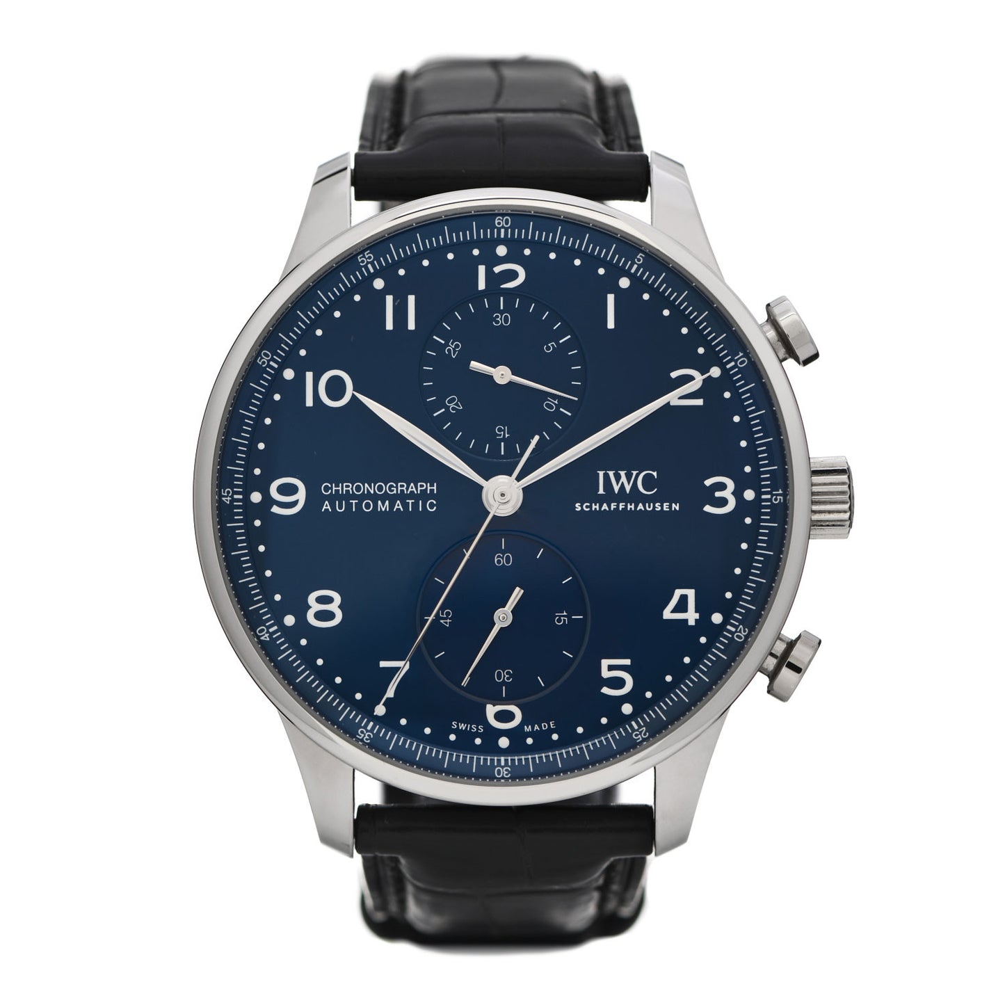 Stainless Steel Alligator 41mm Portugieser Chronograph 150 Years Automatic Watch Blue IW371601