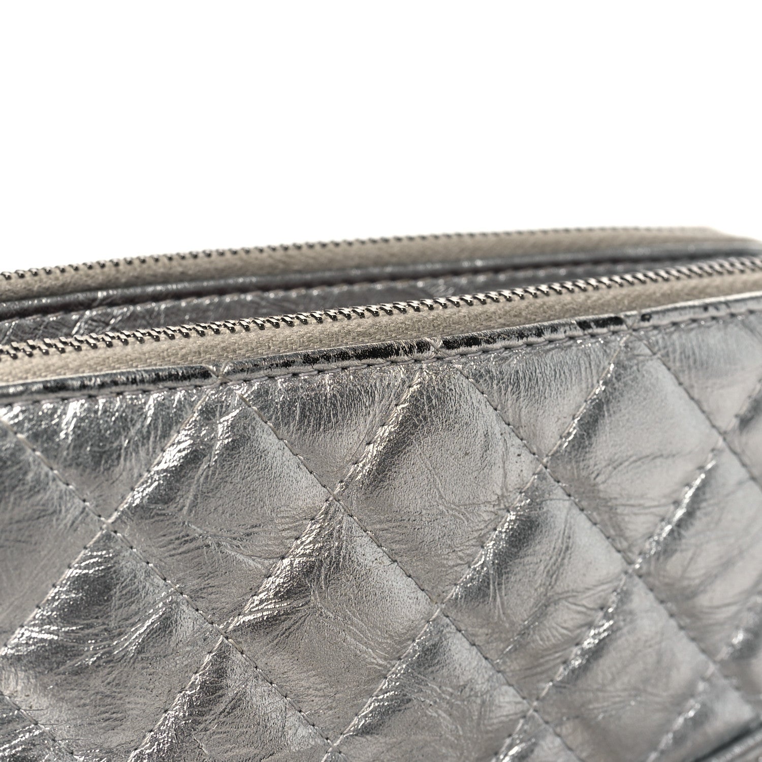 Chanel Metallic Lambskin Calfskin Quilted Small Gabrielle Clutch With Chain Silver 12 of 15
