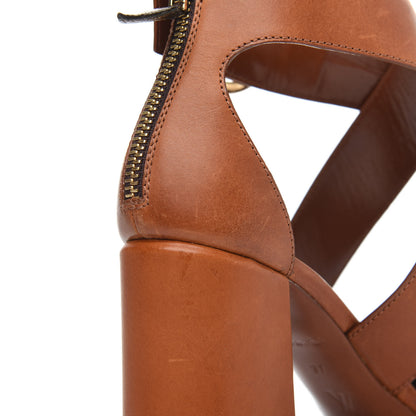 Louis Vuitton Calfskin Monogram Horizon Sandals 37 Cognac Brown 23 of 38