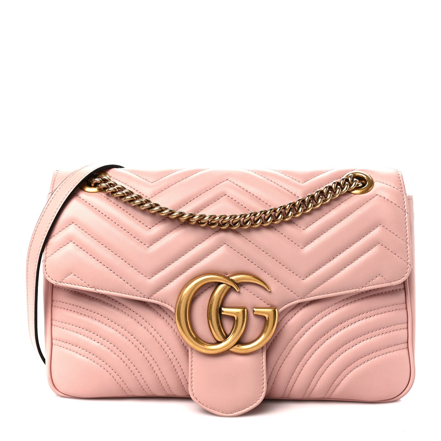 Gucci Calfskin Matelasse Medium GG Marmont Shoulder Bag Perfect Pink 1 of 11