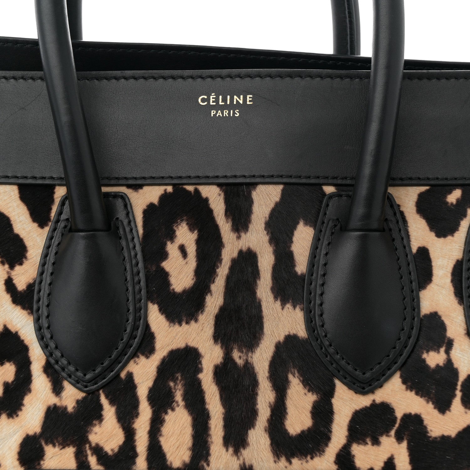 Celine Leopard Pony Hair Mini Luggage Black 8 of 10