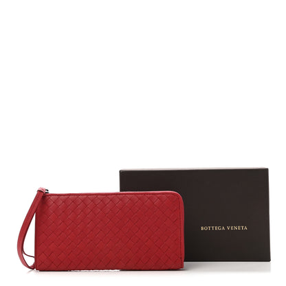 Bottega Veneta Nappa Intrecciato Half Zip Around Wallet Red 9 of 9