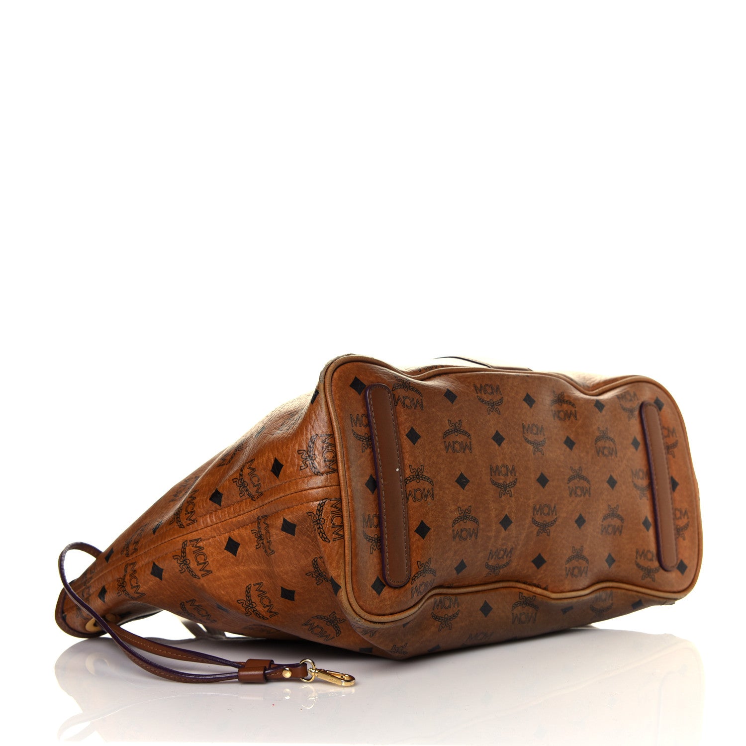 MCM Visetos Medium Liz Reversible Shopper Tote Cognac 3 of 11