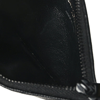 Saint Laurent Grain De Poudre Matelasse Chevron Monogram Fragments Zippered Card Case Black 5 of 7