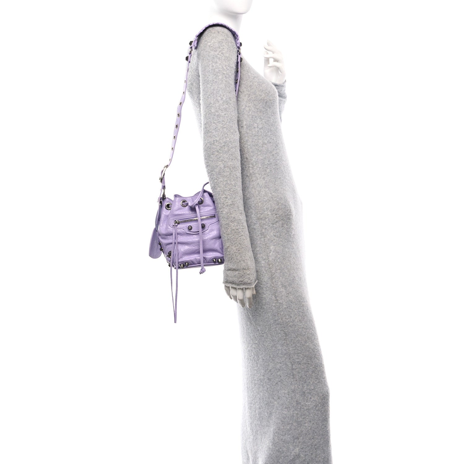 Balenciaga Agneau Arena Le Cagole Bucket Bag XS Lilac 2 of 11