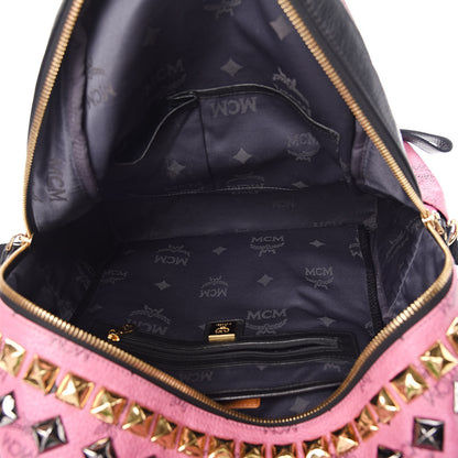 MCM Visetos Studded Colorblock Stark Brock Backpack Pink Black 5 of 16