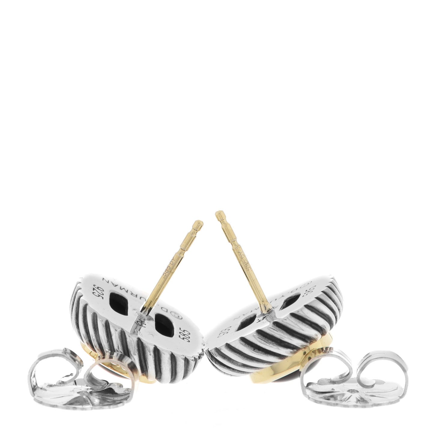 Sterling Silver 14K Yellow Gold Black Onyx 7mm Albion Earrings