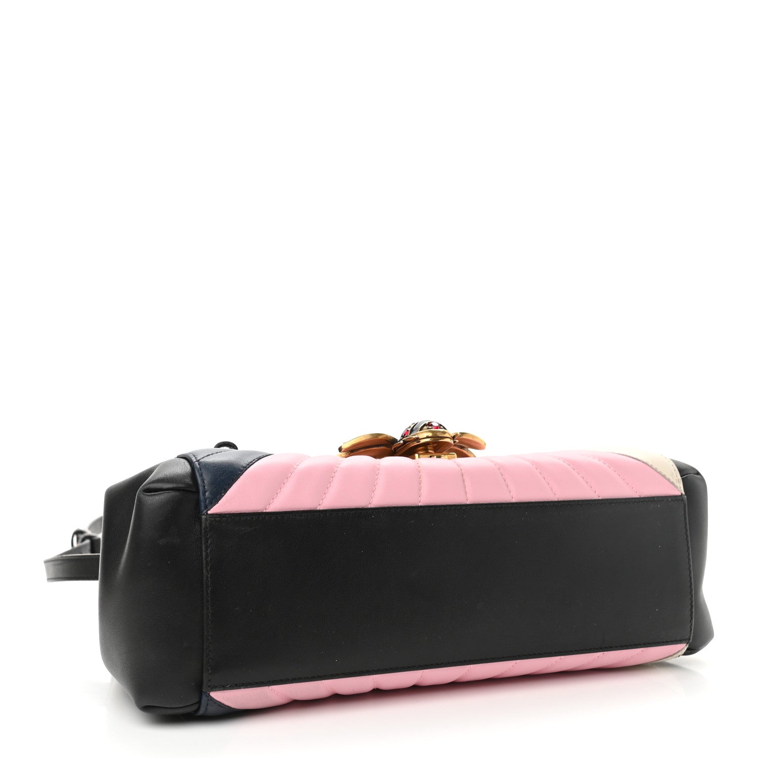 Gucci Calfskin Bamboo Trapuntata Queen Margaret Top Handle Bag Blue Agata Hibiscus Red Mystic White Sugar Pink 4 of 16