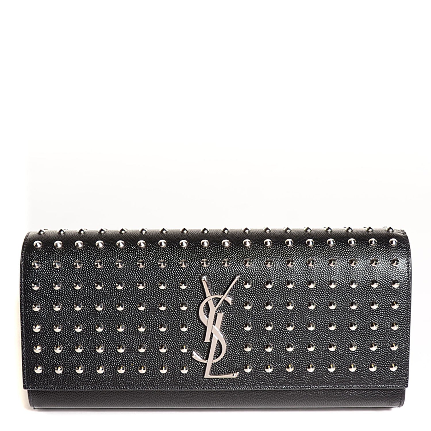 Saint Laurent Grain De Poudre Classic Monogram Studded Clutch Black 1 of 7