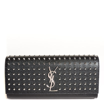 Saint Laurent Grain De Poudre Classic Monogram Studded Clutch Black 1 of 7