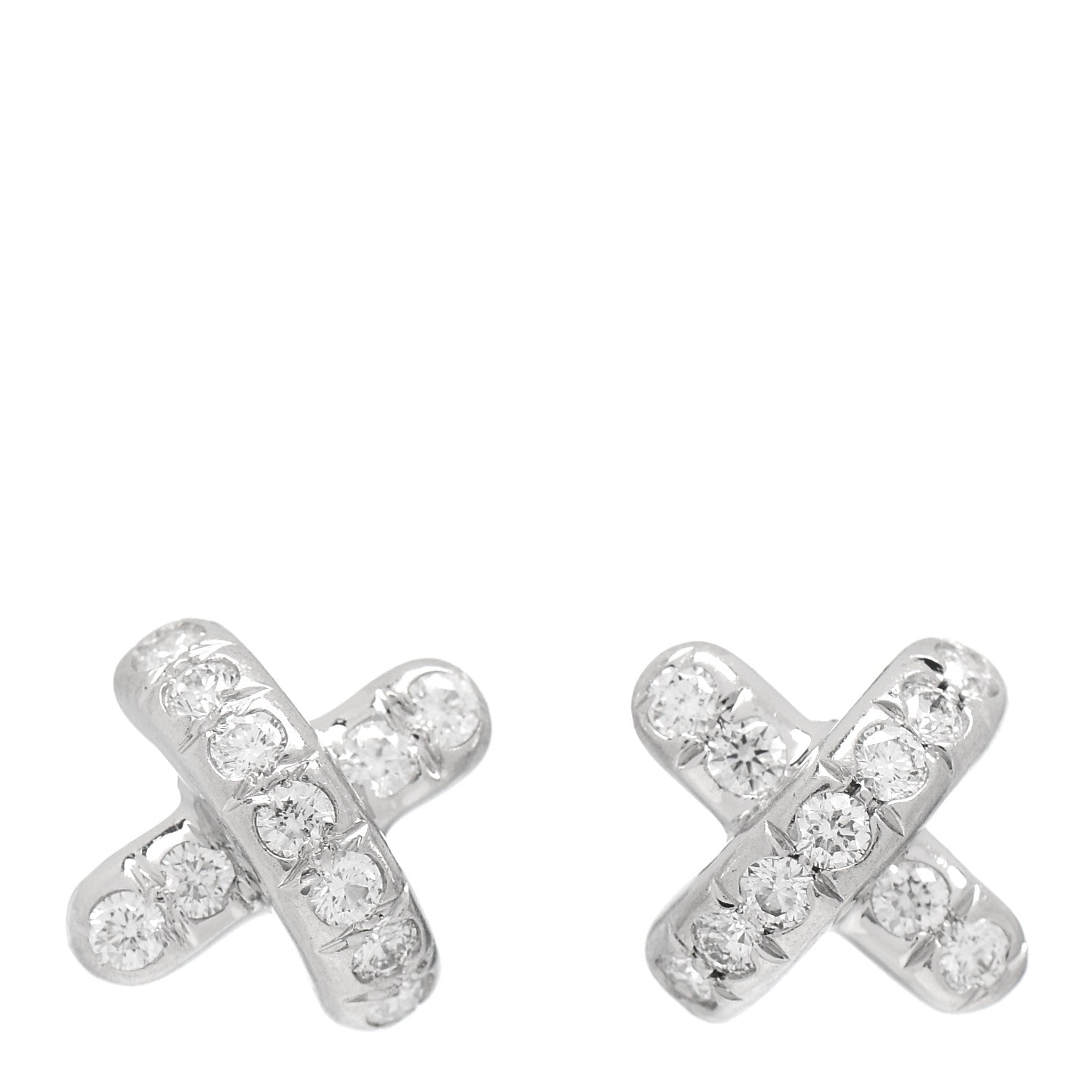 Tiffany Platinum Diamond Cross Stitch X Stud Earrings 1 of 4
