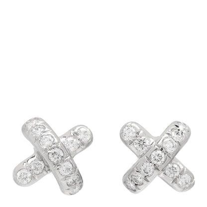 Tiffany Platinum Diamond Cross Stitch X Stud Earrings 1 of 4