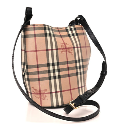 Burberry Haymarket Check Colours Small Lorne Bucket Crossbody Black 2 of 9