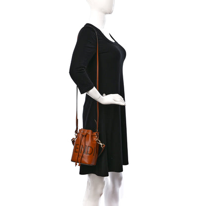 Fendi Vitello King F is Fendi Logo Embossed Mini Mon Tresor Bucket Bag Cuoio 2 of 11