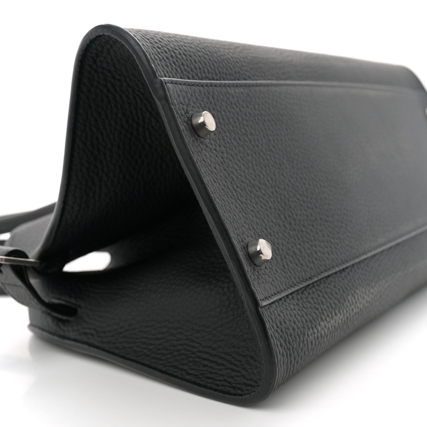 Matte Grained Calfskin Margaux Shoulder 12 Black